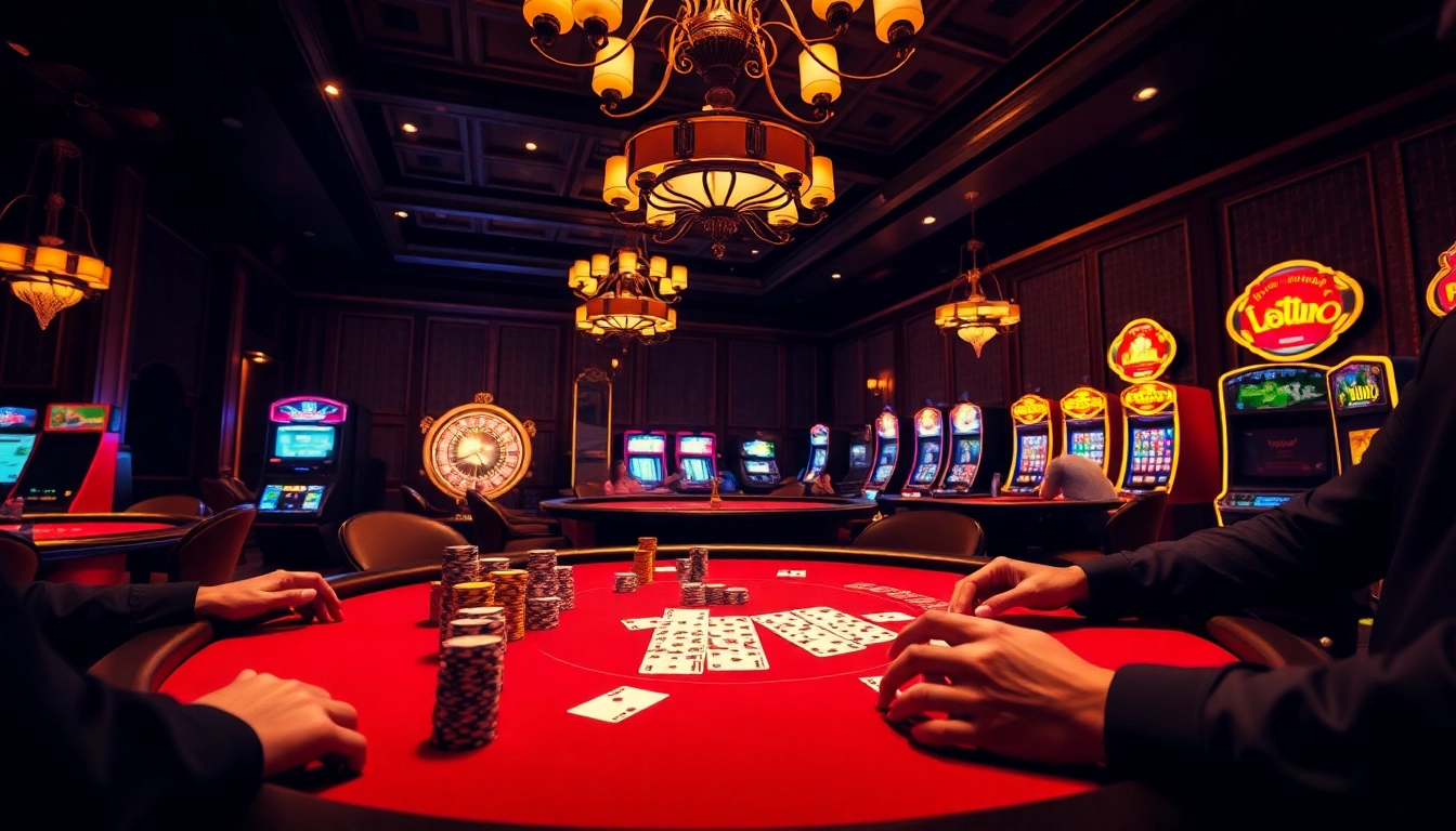 Nohu90 features intense poker gameplay at a vibrant casino table filled with chips and cards.